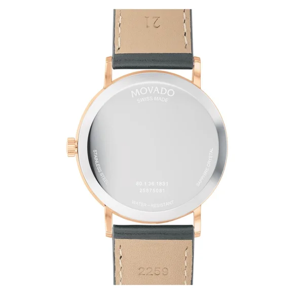 MOVADO SIGNATURE 0607834 GREY MUSEUM DIAL BLACK STRAP 40MM CASE WOMENS WATCH - Picture 3 of 3